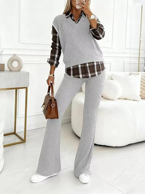 100% polyester Care instructions: Machine wash cold lounge set in Light Gray with relaxed silhouette