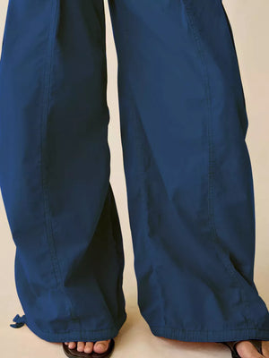 High-waisted Cargo Wide-leg Pants in Coffee Brown with high-waisted
