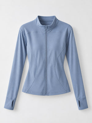 windbreaker in Creamy Nude with mock neck and long sleeve