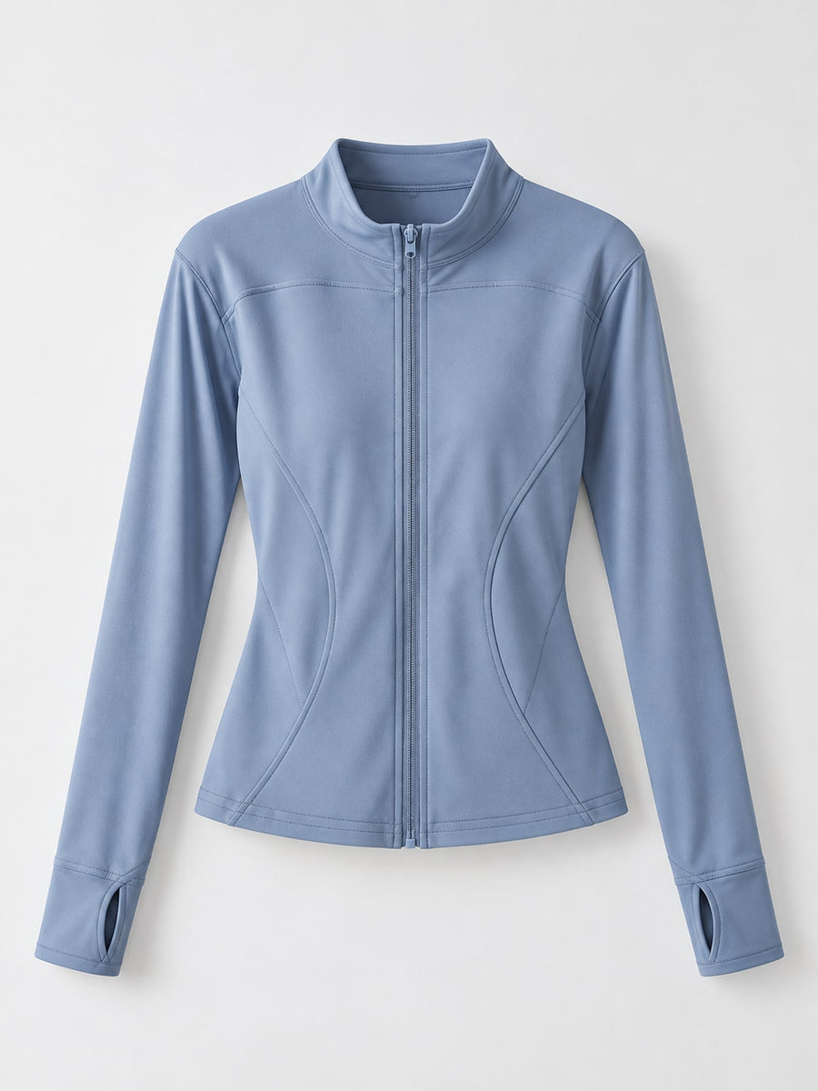 windbreaker in Creamy Nude with mock neck and long sleeve