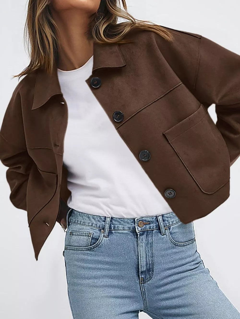 Black jacket with pocketed and long sleeve