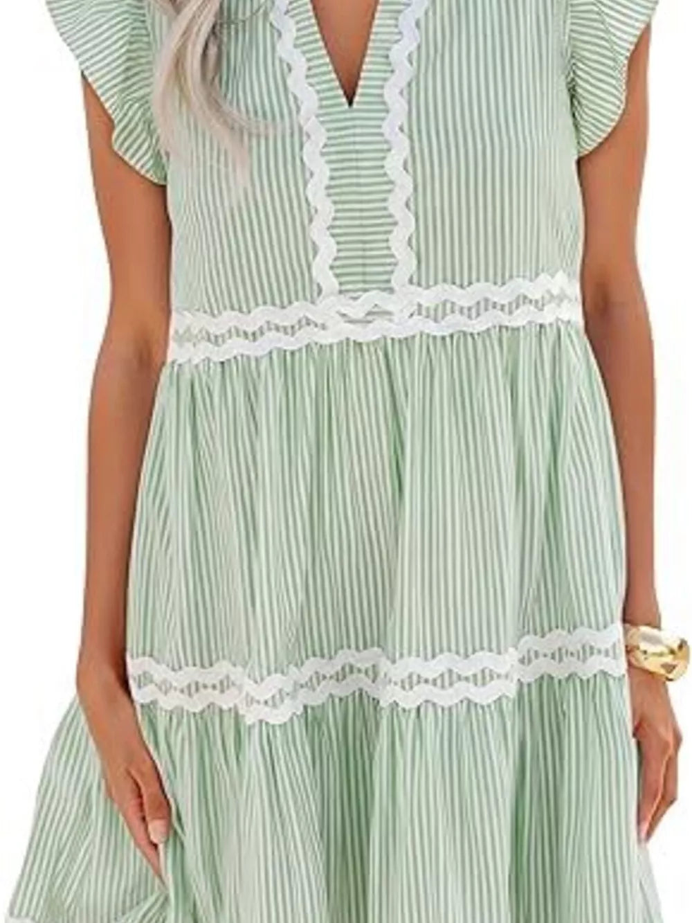mini dress in White with tiered and mini