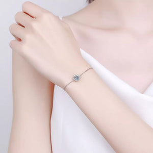 925 sterling silver,Moissanite Carat weight: 1ct Care instructions: Avoid wearin bracelet in Silver with straight silhouette