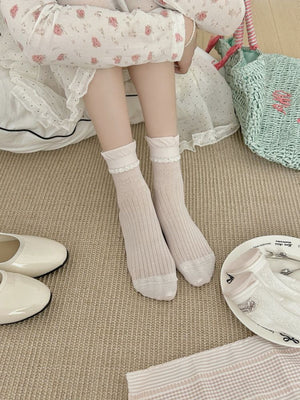 socks featuring polka dot in Dusty Pink with cotton Imported Size &amp texture
