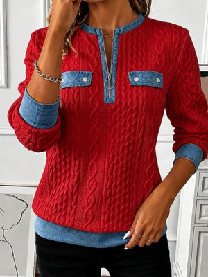 100% polyester Care instructions: Machine wash cold sweatshirt in Scarlet with regular silhouette