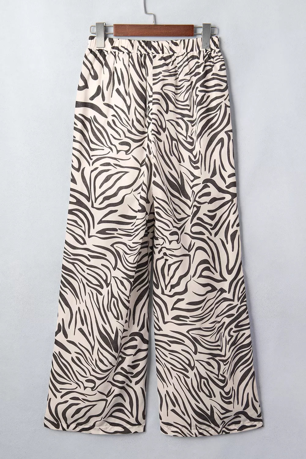 wide-leg pants in Mocha with drawstring and ankle-length