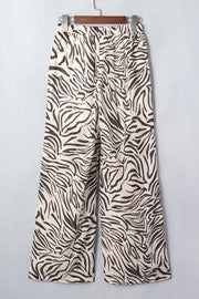 wide-leg pants in Mocha with drawstring and ankle-length
