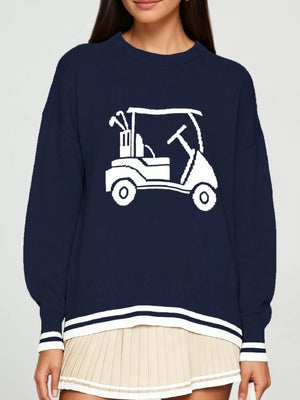 light blue relaxed pullover sweater with crew neck