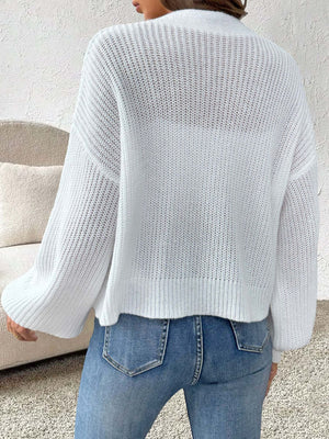 cottagecore cardigan in White with v-neck