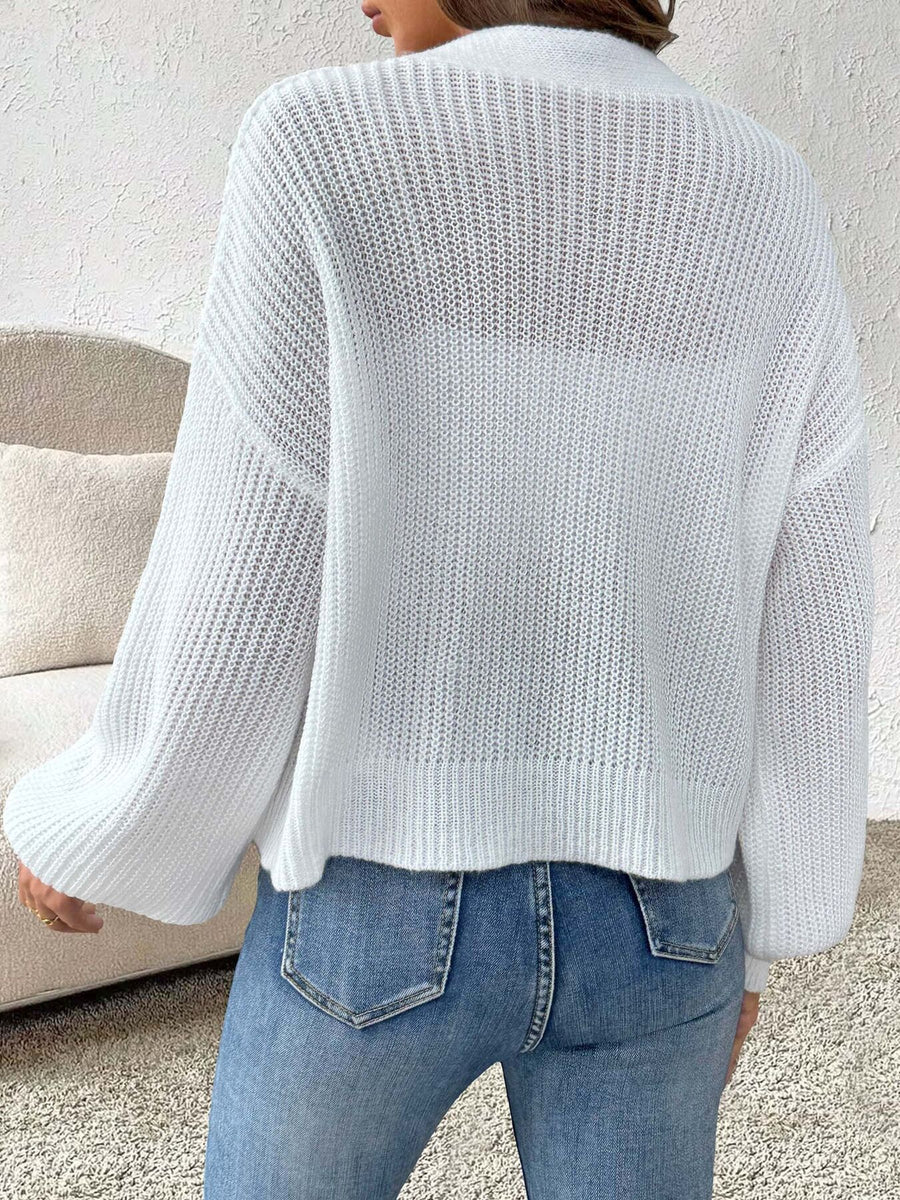 cottagecore cardigan in White with v-neck