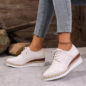 Point Toe Lace Up Sneakers in orange with point toe