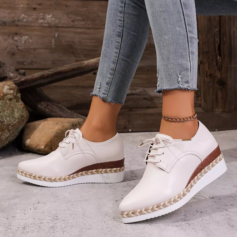 Point Toe Lace Up Sneakers in orange with point toe