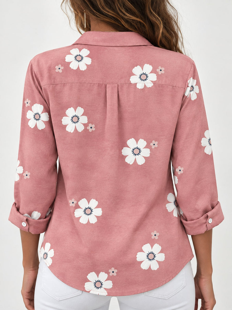 dark gray button-down shirt with relaxed fit and long sleeve