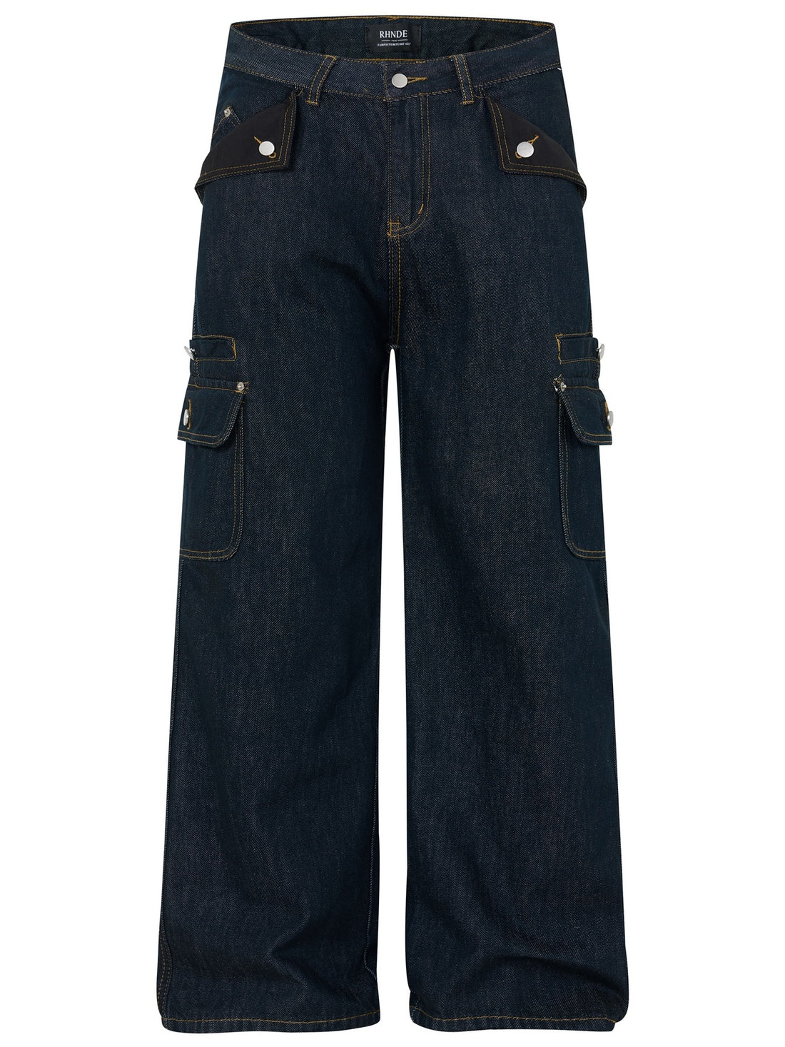 wide-leg jeans in navy blue featuring pocketed and wide-leg fit