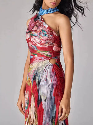 100% polyester Care instructions: Machine wash cold maxi dress in blue with A-line silhouette