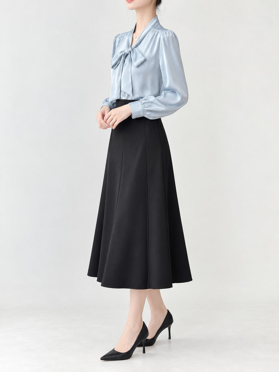 white blouse with buttoned and long sleeve