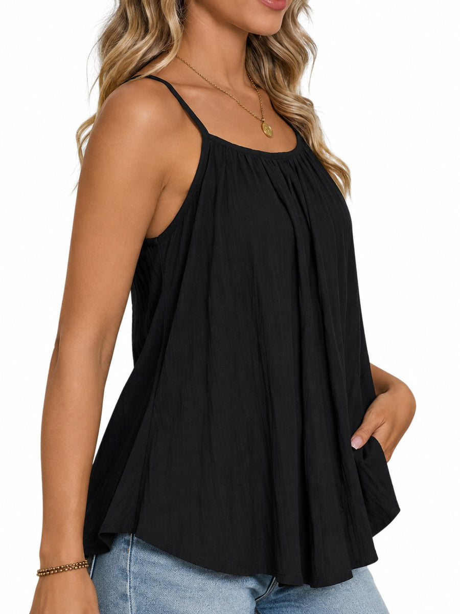 camisole in sage green with textured and pleated