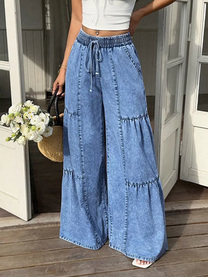 Wide Leg Tiered Jeans in this colorway