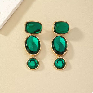 18K Gold-Plated,Alloy,Resin Care instructions: Avoid wearing during exercise, as earrings in Dark Green with drop silhouette