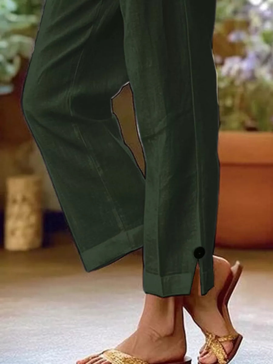 Full Size Casual Wide-leg Pants Plus Size in White