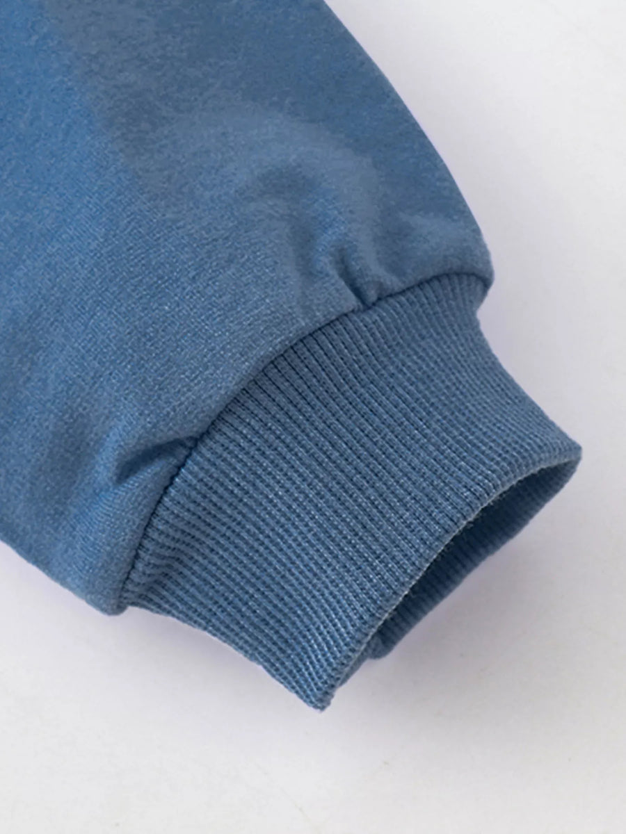 Children's French Blue 100% cotton crew neck sweatshirt cuff detail