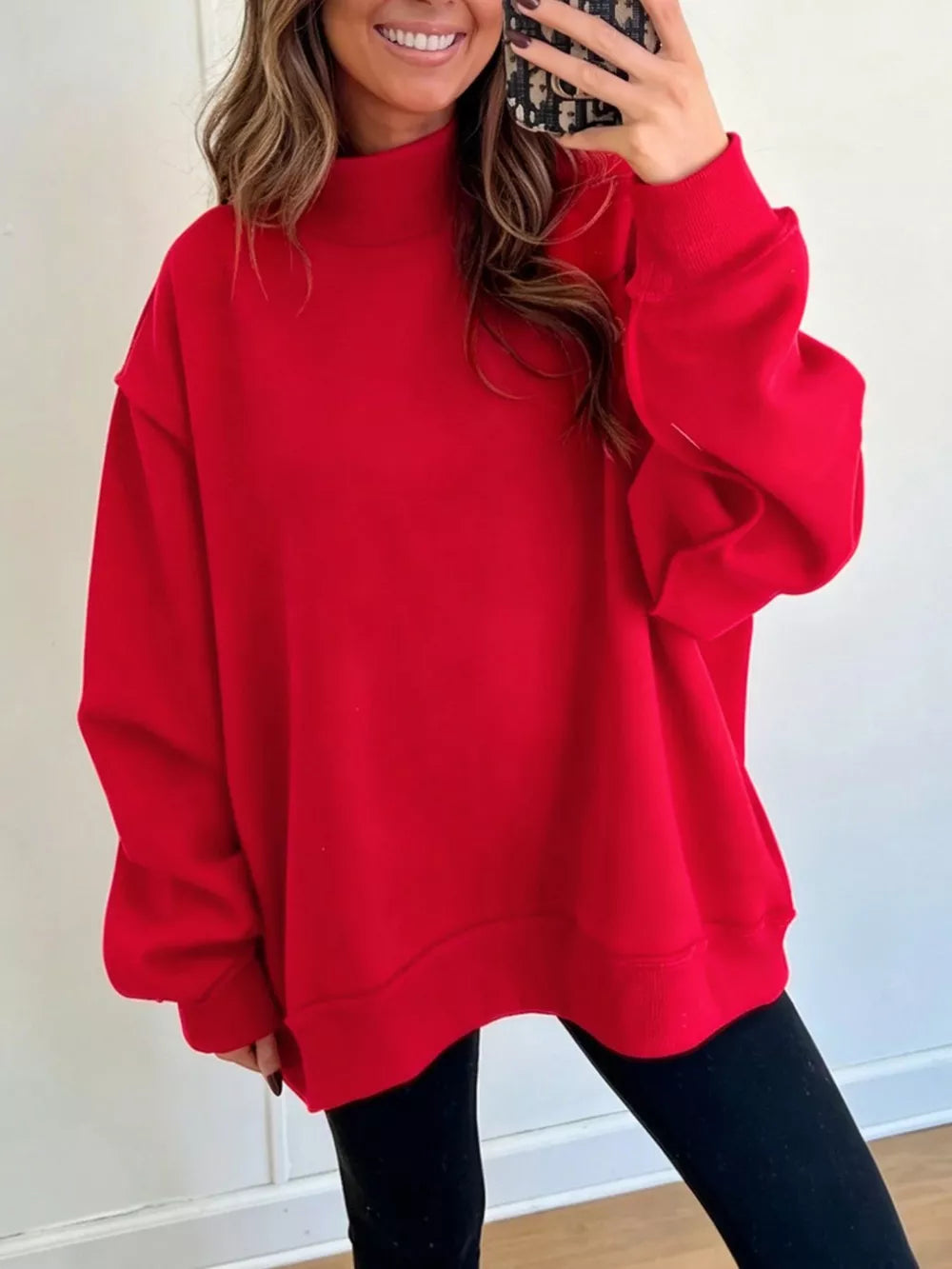 Blush Pink sweatshirt with hip-length and pullover
