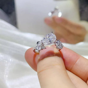925 Sterling Silver 1 Carat Pear Cut Solitaire Ring option 3