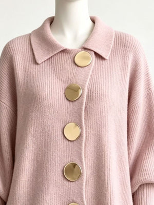 Camel relaxed cardigan with collared