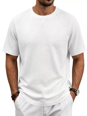 Men's Full Size Waffle Knit Raglan T-shirt in Army Green