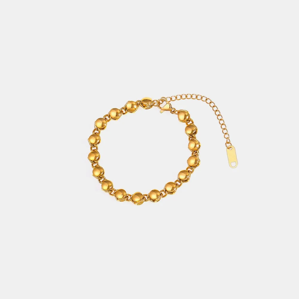 Gold 18K gold-plated bracelet with sculpted orb chain and adjustable extender