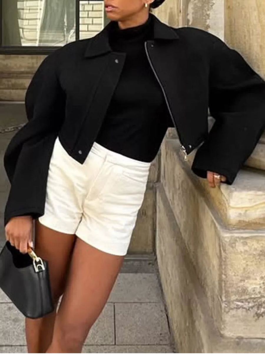 modern jacket in Black with collared