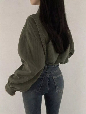 Caramel relaxed trucker jacket with collared