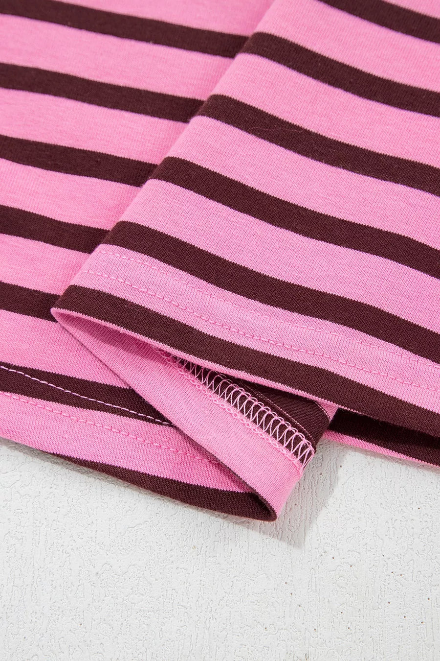 Stripe V Neck Drop Shoulder Long Sleeve Shirt option 13