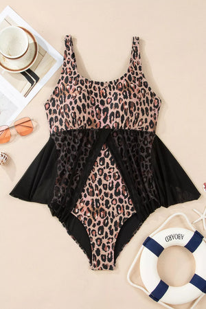 brown one-piece swimsuit