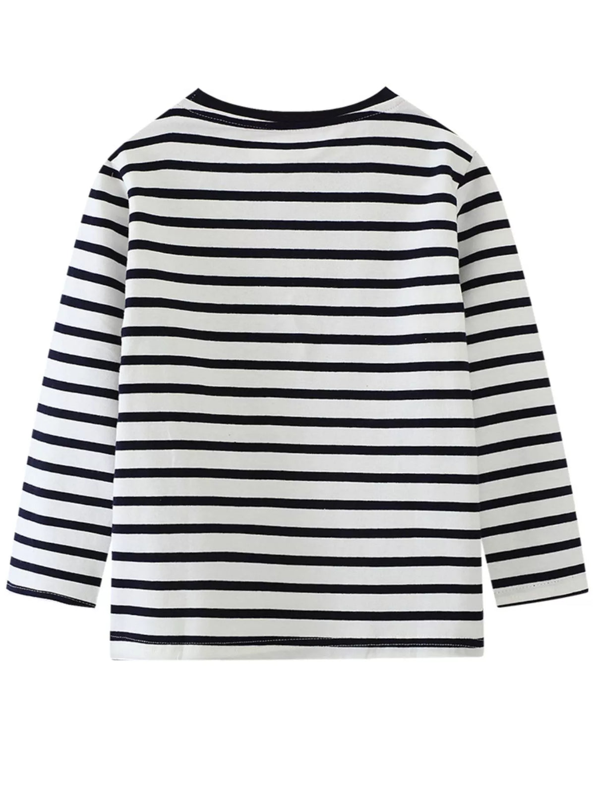 Black and white striped long-sleeve t-shirt for babies.