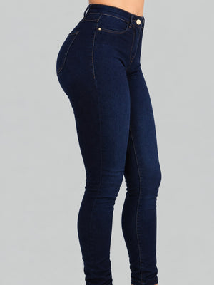 Cotton &amp skinny jeans in Dark Blue with fitted silhouette