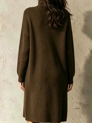cardigan in Dark Brown with ribbed and buttoned