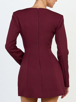 Wine Red blazer dress with mini and button-front