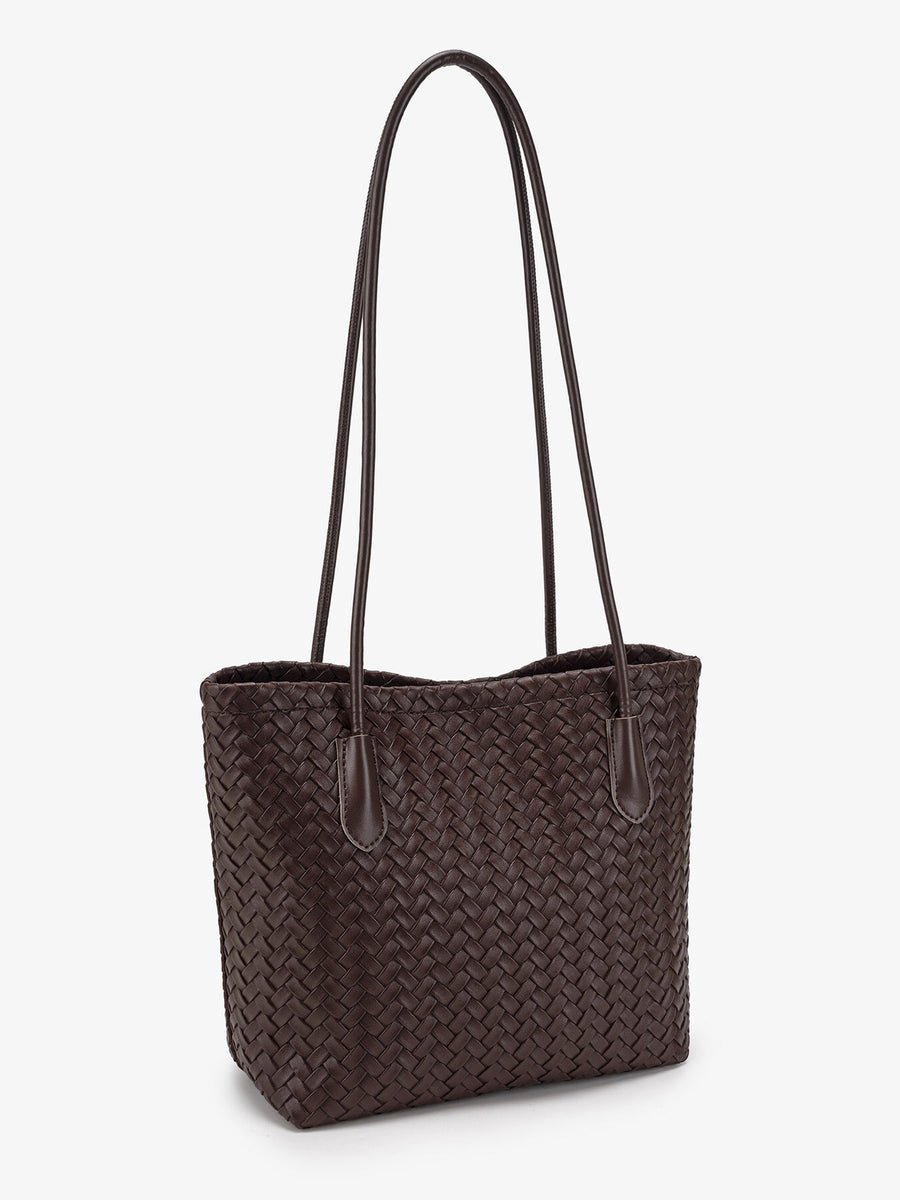 shoulder bag featuring woven in Coffee Brown with PVC Imported Size &amp texture