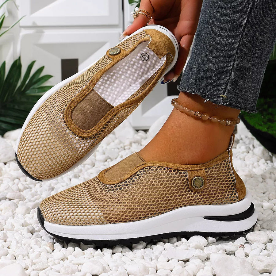 Breathable Mesh Slip-ons in Wine Red