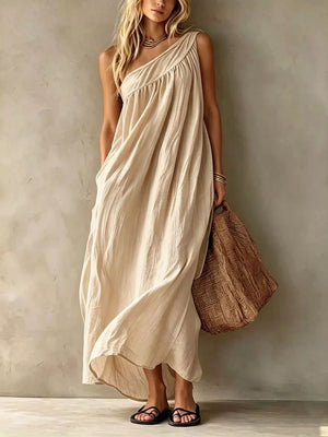 Blush Pink maxi dress with ruched and sleeveless