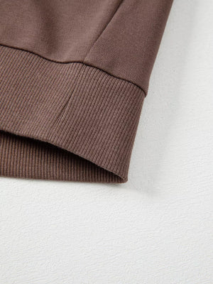 Color Block Drop Shoulder Pullover Sweatshirt in Coffee Brown, view 11
