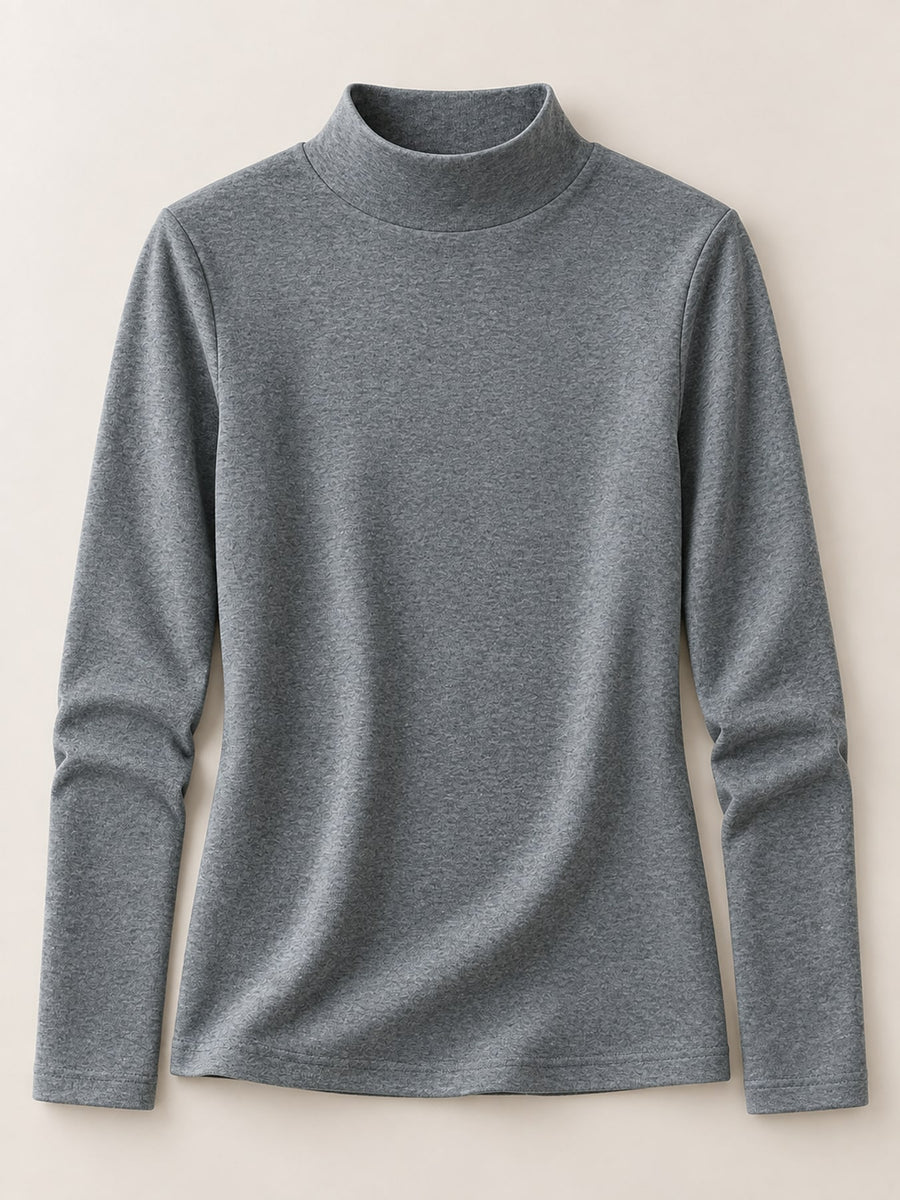 Gray slim t-shirt with mock neck