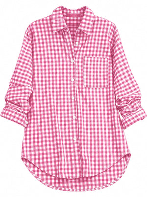 button-down shirt in white with pocketed and tunic-length