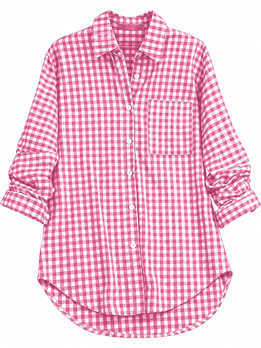 button-down shirt in white with pocketed and tunic-length