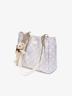 handbag featuring geometric in light blue with Polyester Imported Size &amp texture