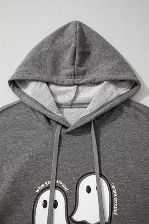 pullover hoodie in Dark Gray with graphic print and drawstring