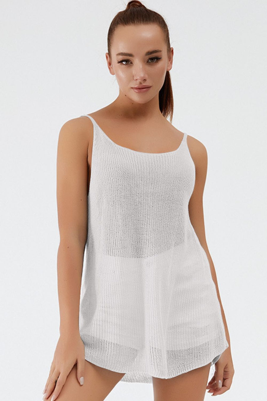 Vonili ribbed knit scoop-back cami in Gray