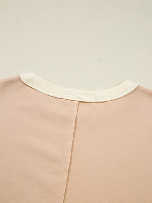 Color Block Textured Patchwork Pullover Sweatshirt option 9