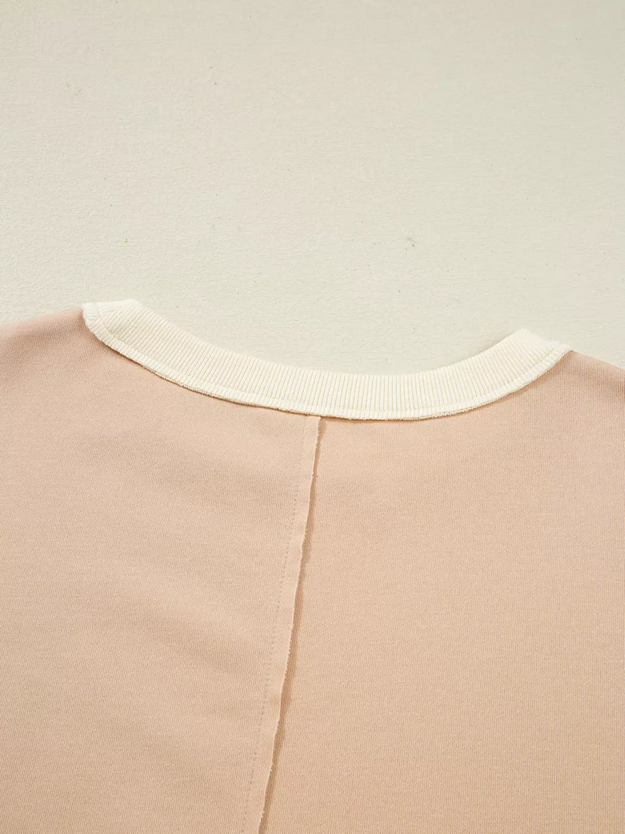 Color Block Textured Patchwork Pullover Sweatshirt option 9